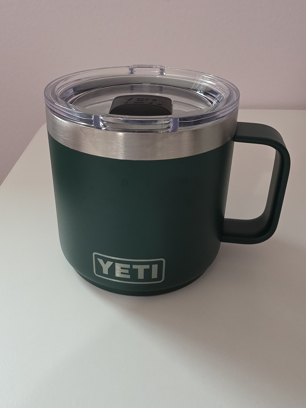 Yeti Rambler 14 oz Stackable Mug Durasip Ceramic Lining Black Forest Green